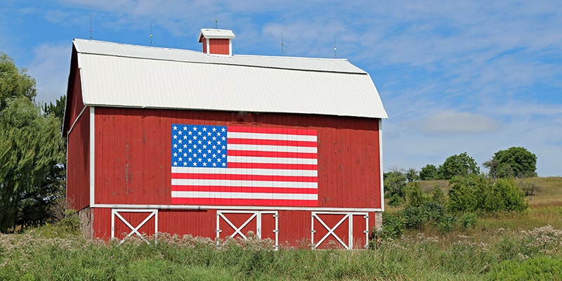barn with flag image